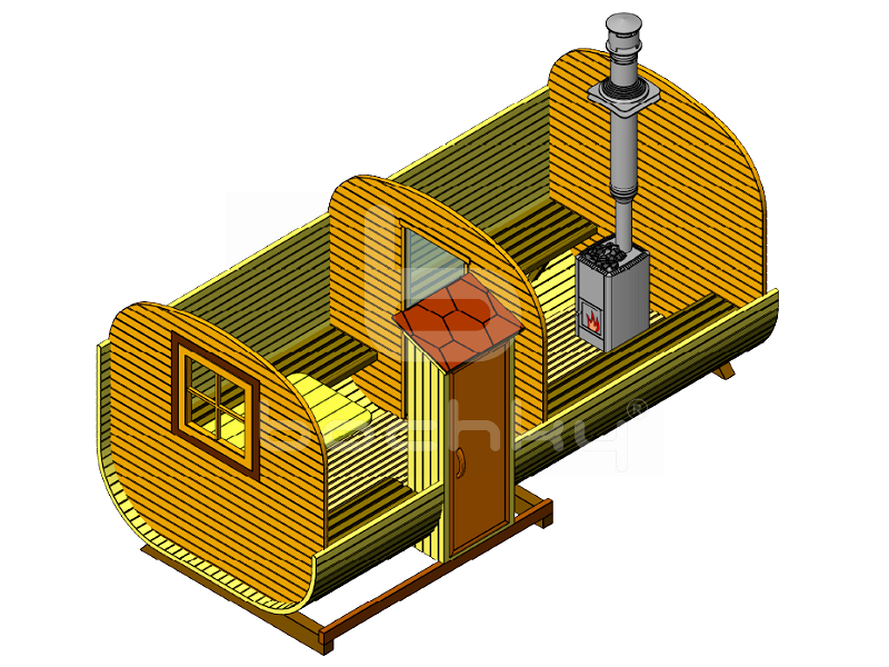 Square barrel sauna "Mega-2-SV"