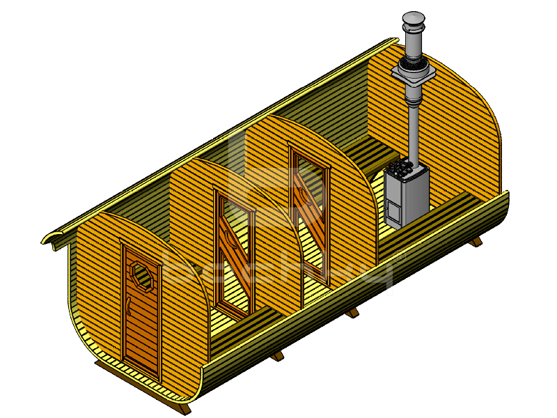 Square barrel sauna "Mega-3"