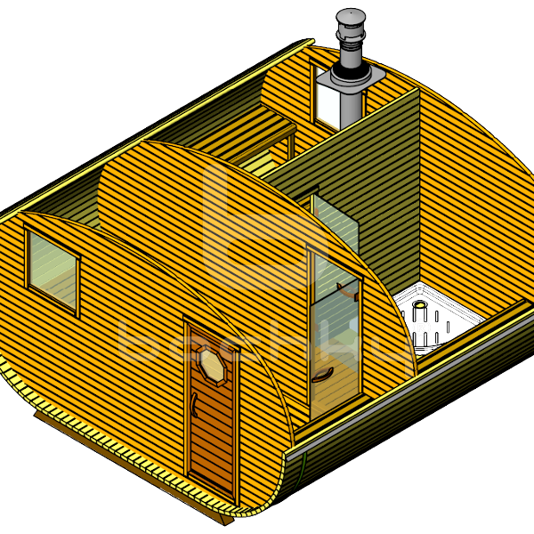 Oval barrel sauna "4×4"
