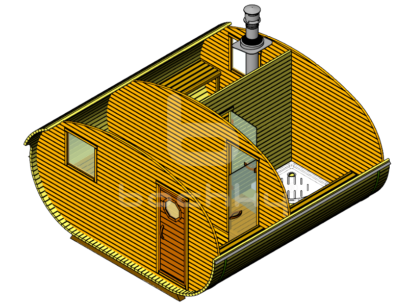 Oval barrel sauna "4×4"