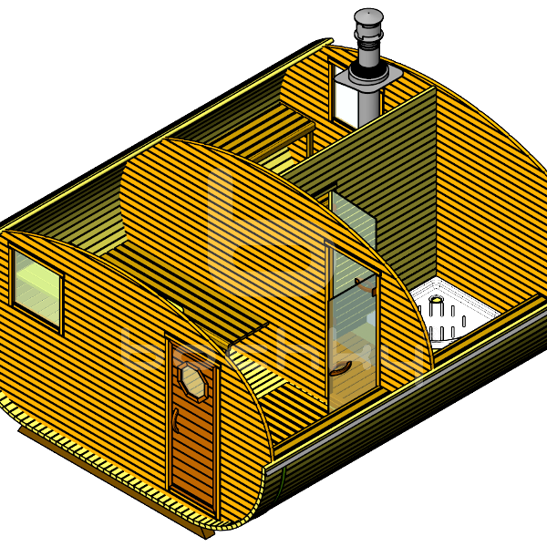 Oval barrel sauna "4×4.5"