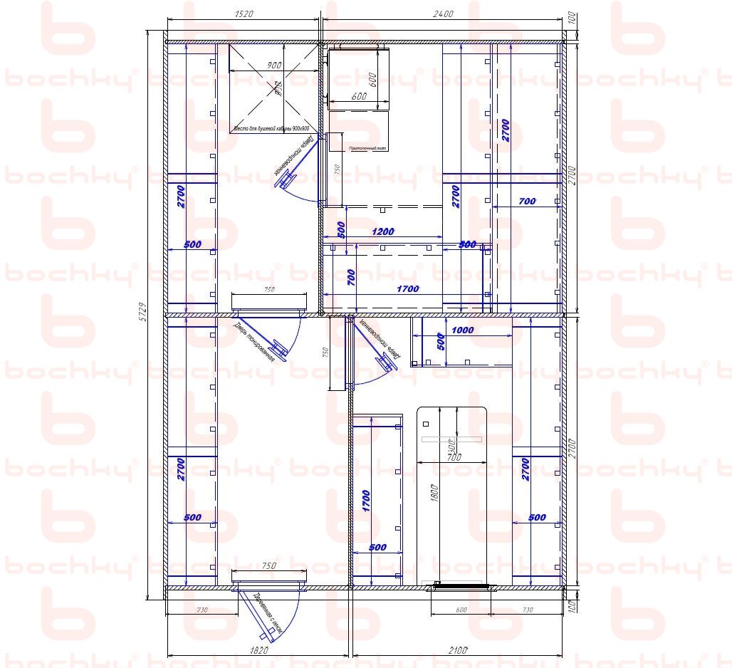 1520×2400-1820×2100 entrance to the left of the furnace at the blind bottom