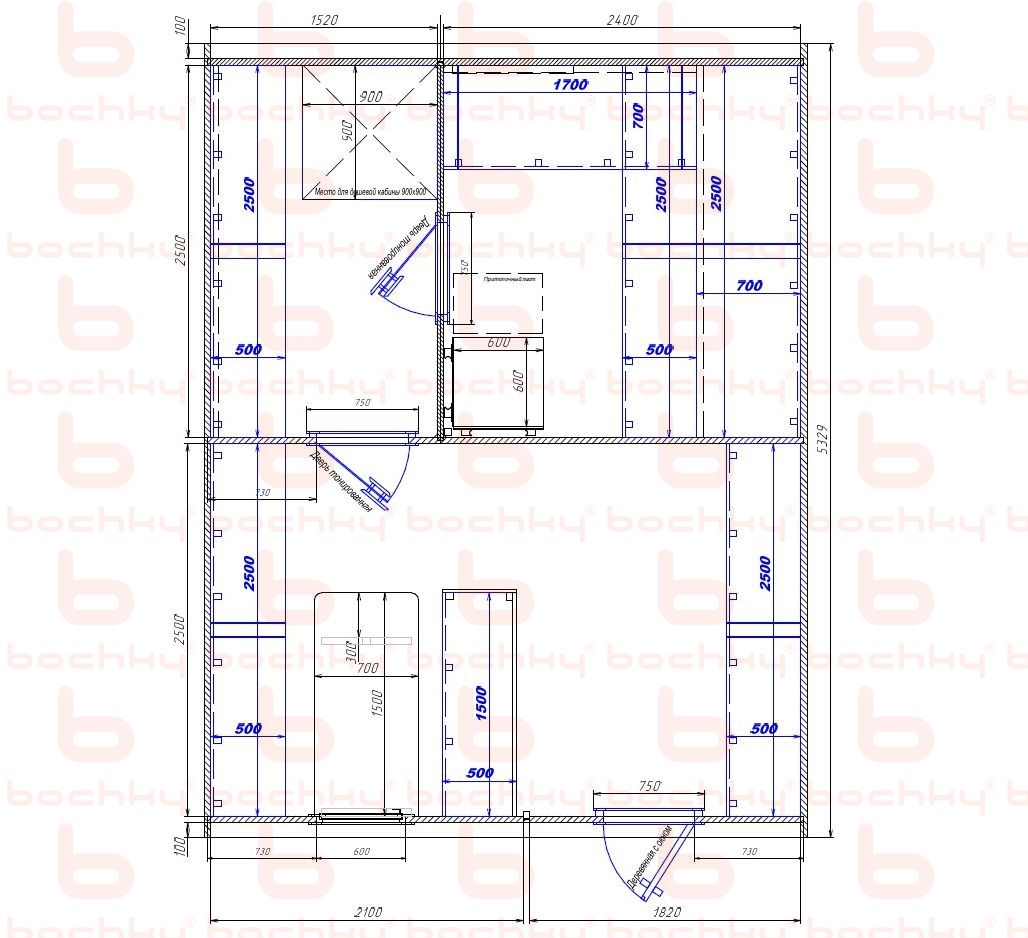 1520×2400-2100×1820 entrance on the right side of the oven at the middle bottom