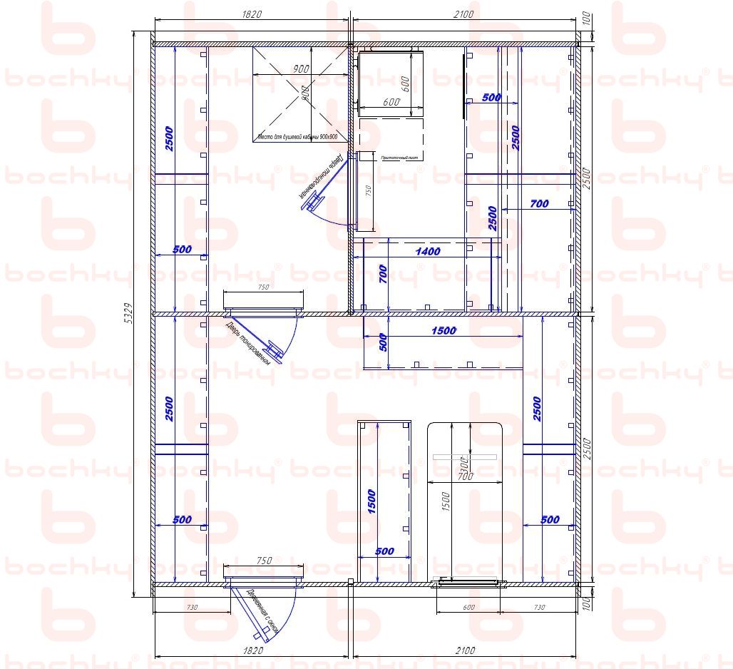 1820×2100-1820×2100 entrance to the left of the furnace at the blind bottom