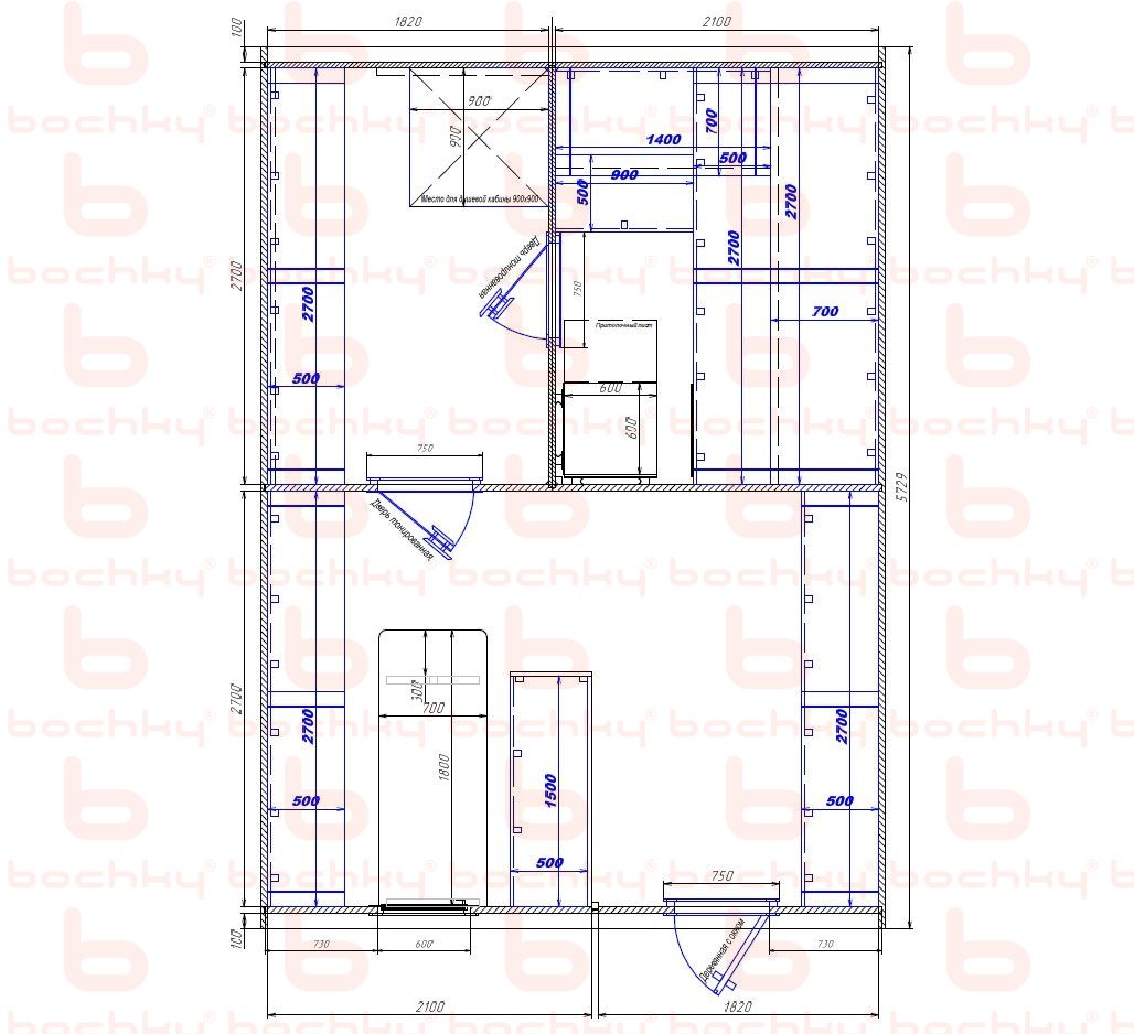 1820×2100-2100×1820 entrance to the right of the furnace at the middle bottom