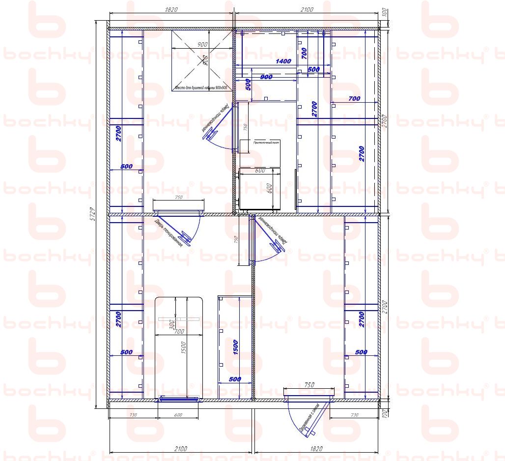 1820×2100-2100×1820 entrance to the right of the furnace at the middle bottom