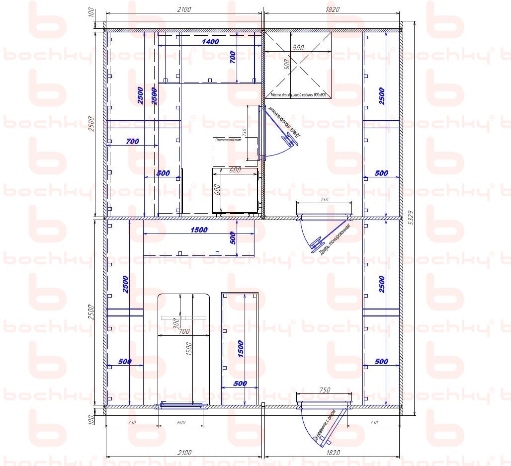 2100×1820-2100×1820 entrance on the right side of the oven at the middle bottom