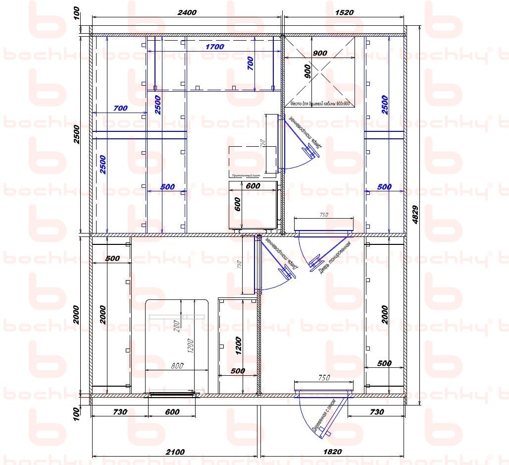 2400×1520-2100×1820 entrance on the right side of the furnace at the middle bottom