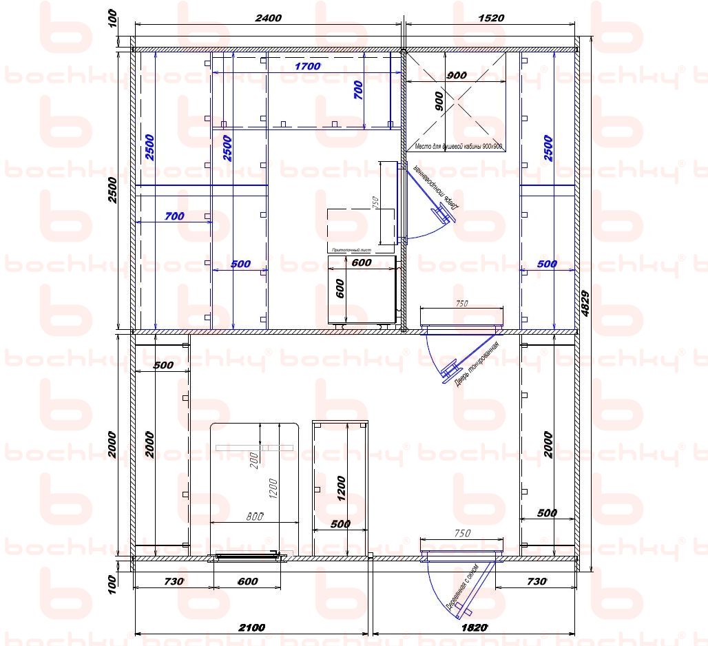 2400×1520-2100×1820 entrance on the right side of the furnace at the middle bottom