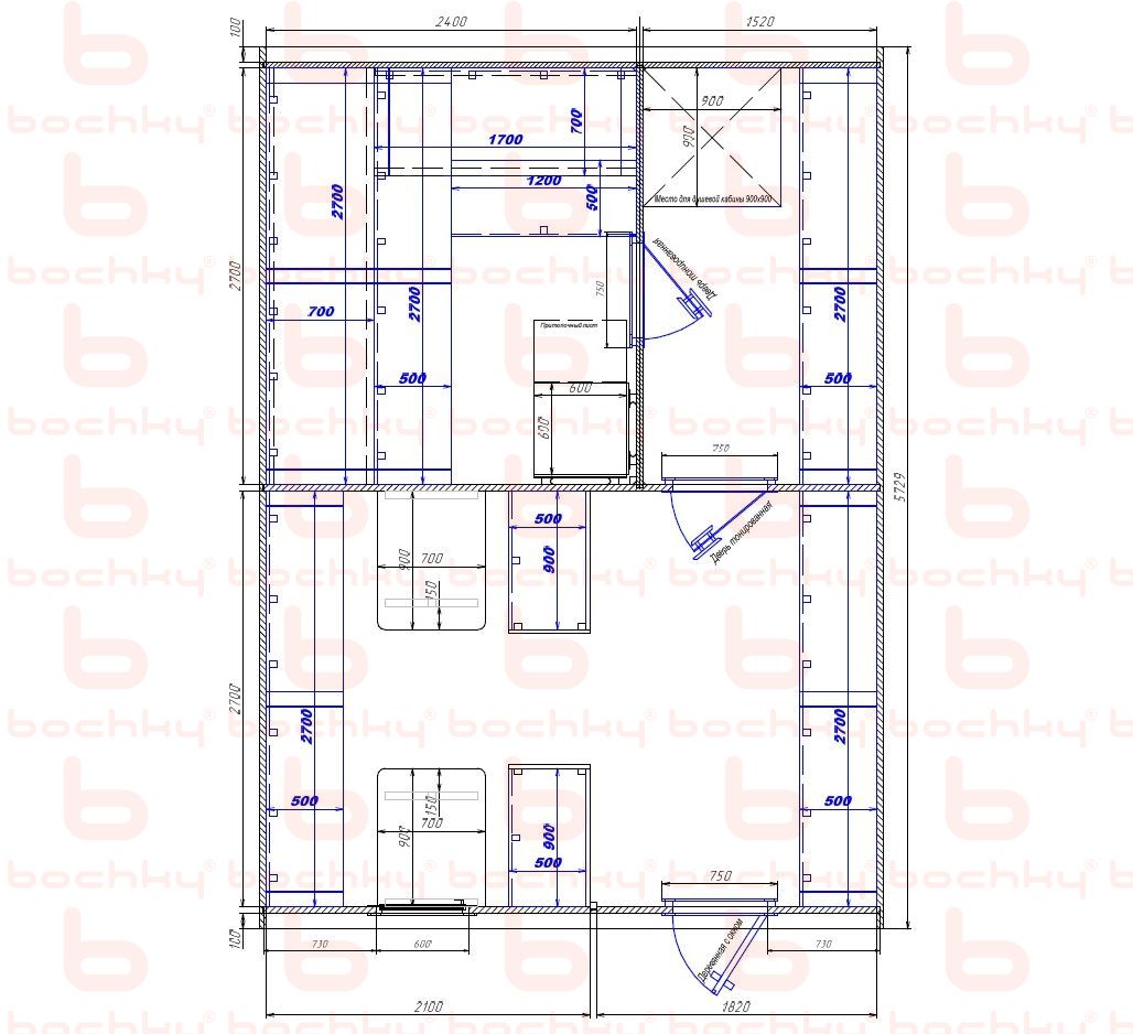 2400×1520-2100×1820 entrance on the right side of the furnace at the middle bottom Var 2
