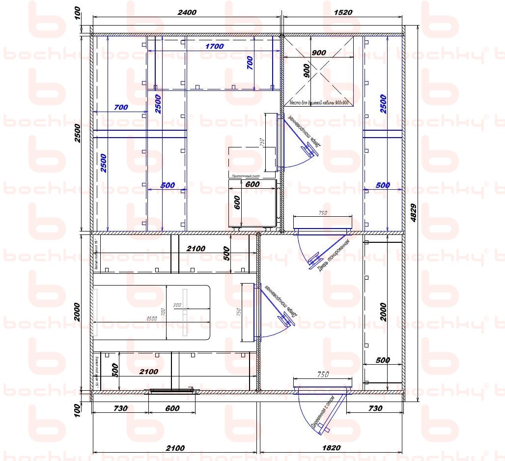 2400×1520-2100×1820 entrance on the right side of the furnace at the middle bottom Var 2