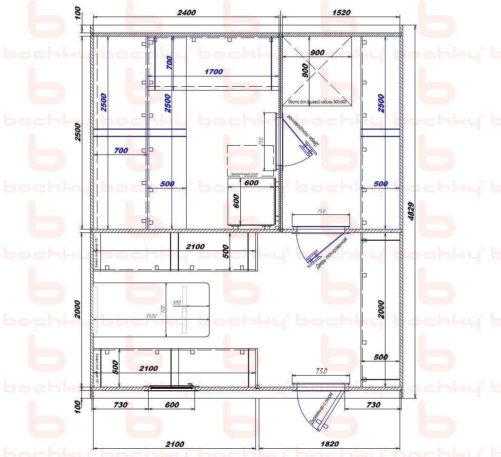 2400×1520-2100×1820 entrance on the right side of the furnace at the middle bottom Var 2