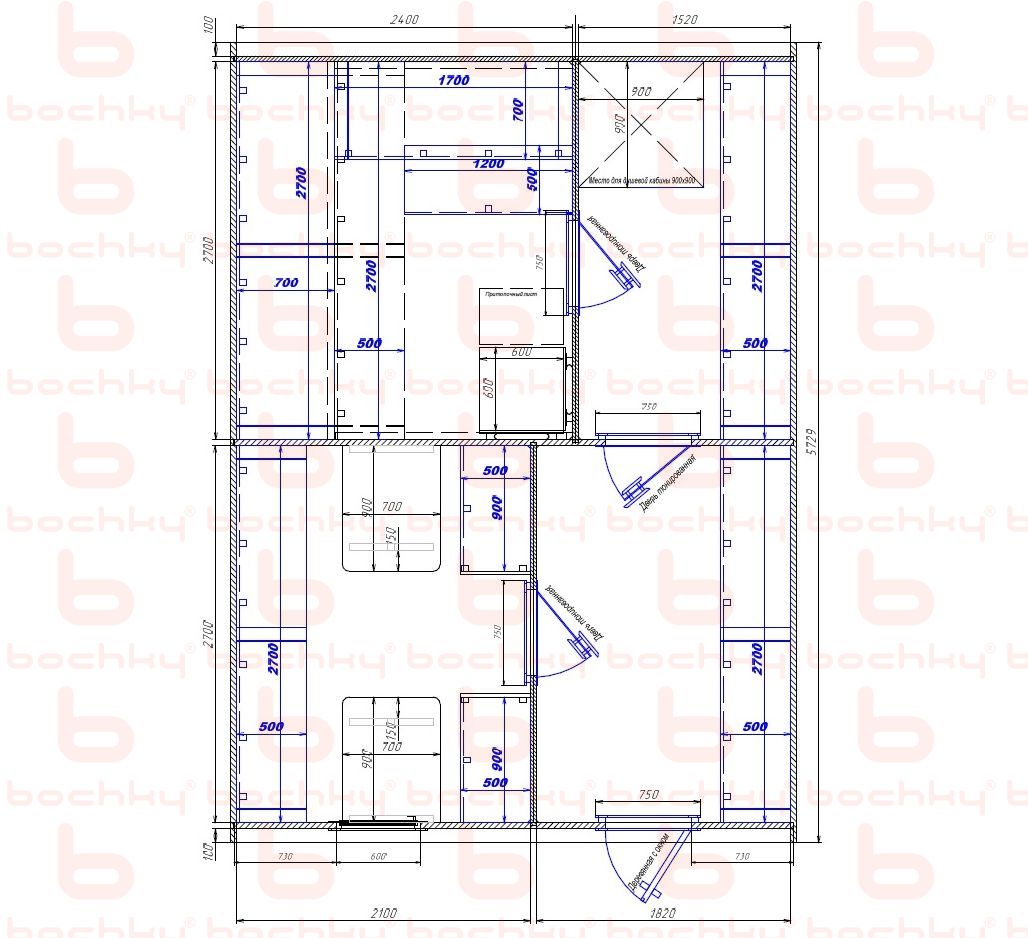 2400×1520-2100×1820 entrance on the right side of the furnace at the middle bottom Var 2