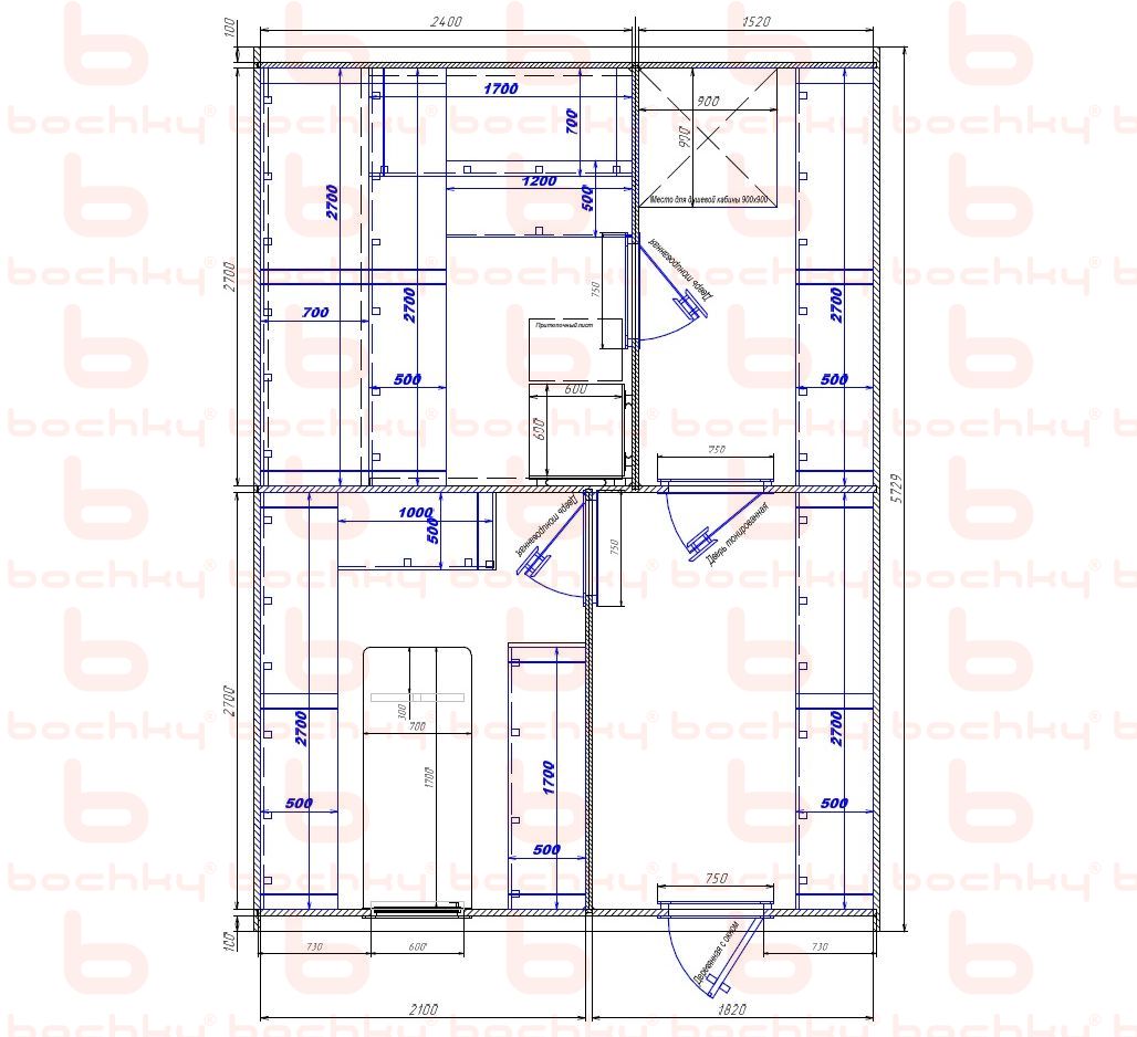 2400×1520-2100×1820 entrance on the right side of the furnace at the middle bottom