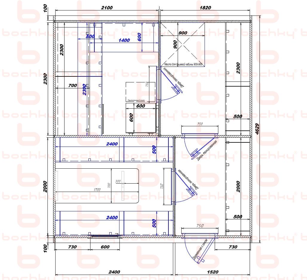 2100×1820-2400×1520 entrance on the right side of the furnace at the middle bottom Var 2