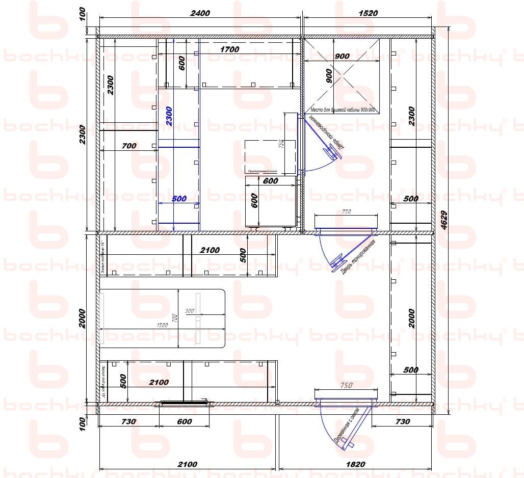 2400×1520-2100×1820 entrance on the right side of the furnace at the middle bottom Var 2