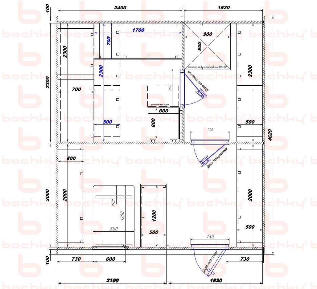2400×1520-2100×1820 entrance on the right side of the furnace at the middle bottom
