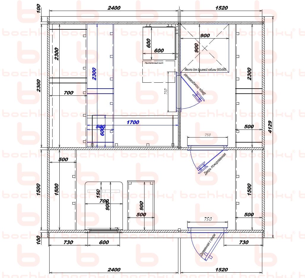 2400×1520-2400×1520 entrance on the right side of the furnace at the blind bottom