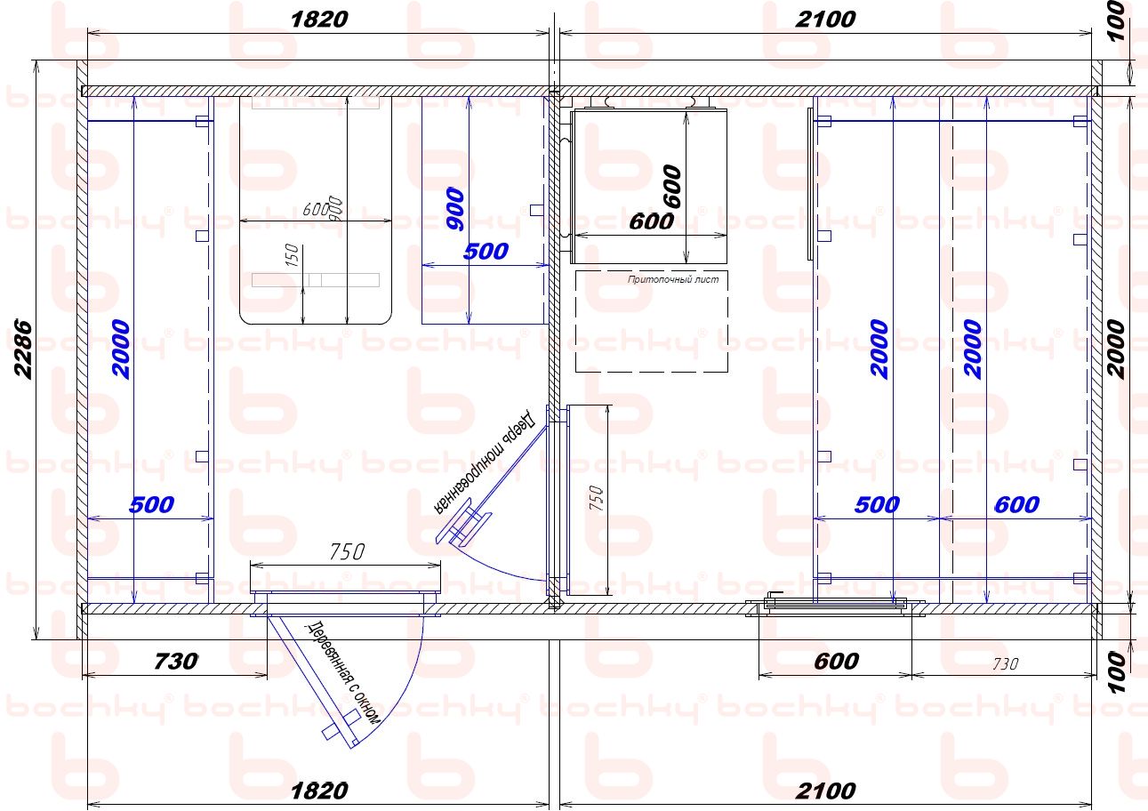 1820×2100 entrance on the left