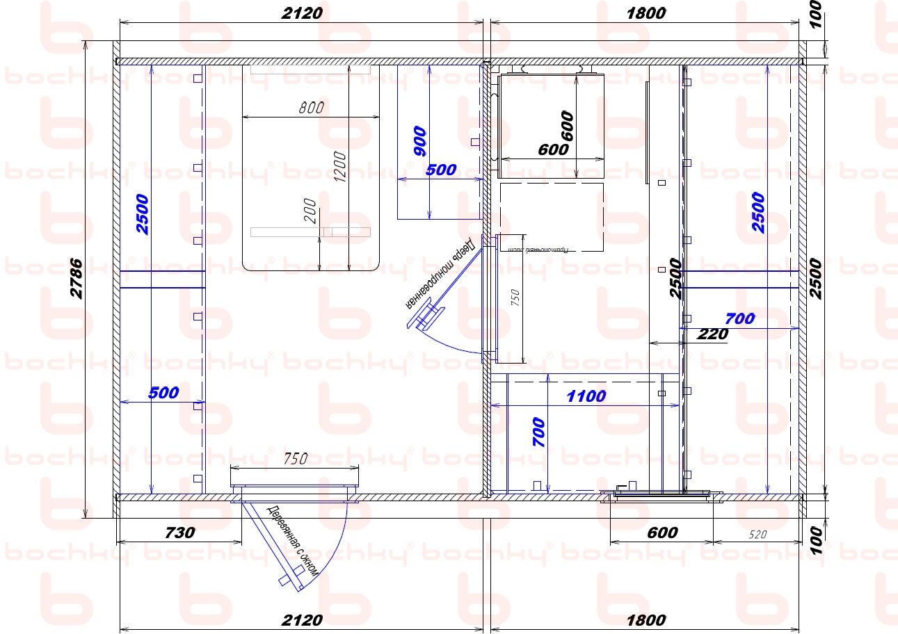 2120×1800 entrance to the left of the furnace at the blind bottom