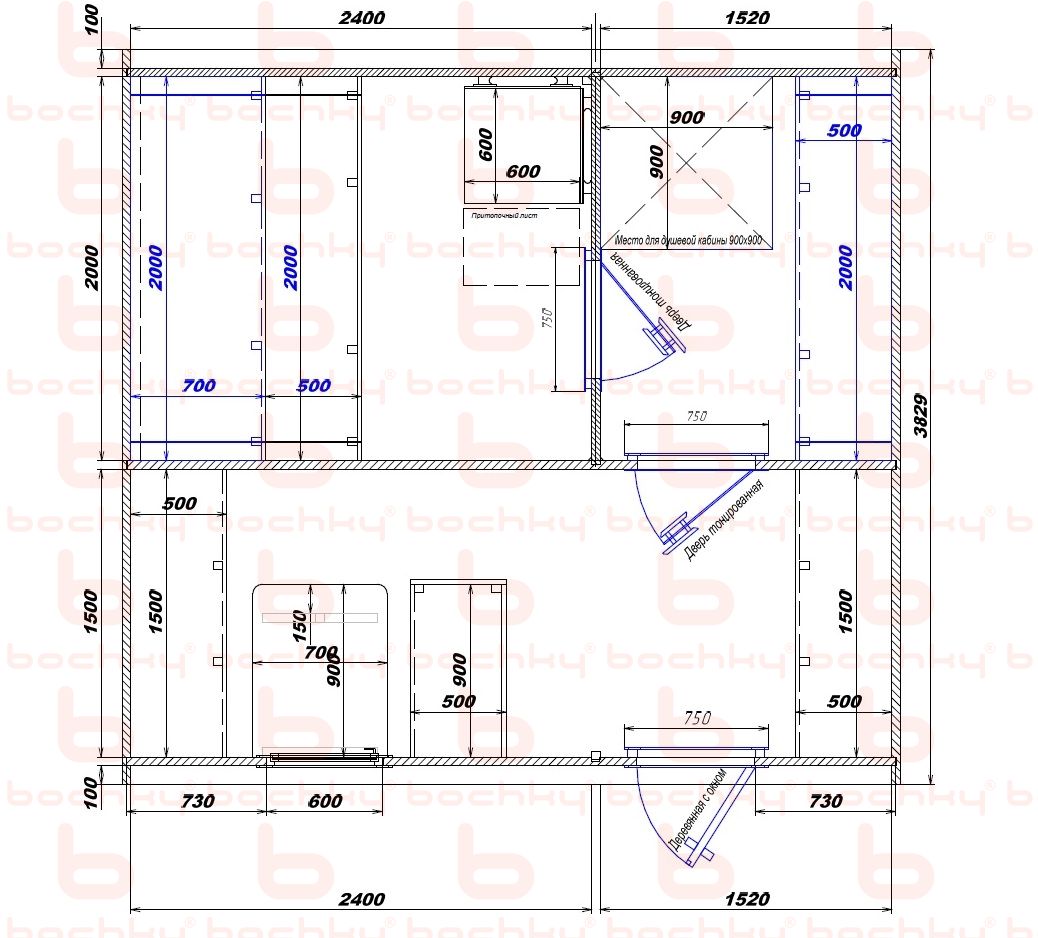 2400×1520-2400×1520 entrance on the right side of the furnace at the blind bottom