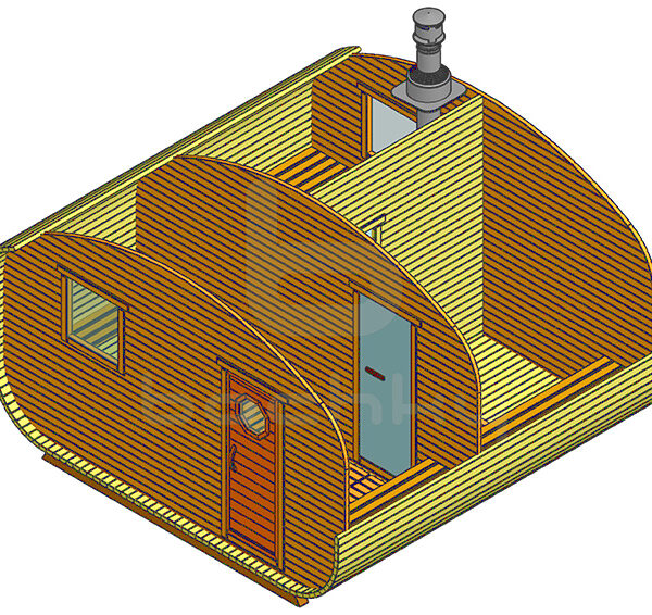 Bath-quadro-oval barrel "4 × 4" three rooms