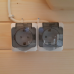 Double socket IP44 in the washroom for the water heater